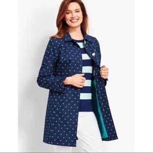 Talbots Dot Print Cotton Mac Waterproof Jacket